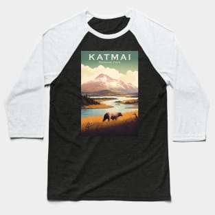 Katmai National Park Travel Poster Baseball T-Shirt